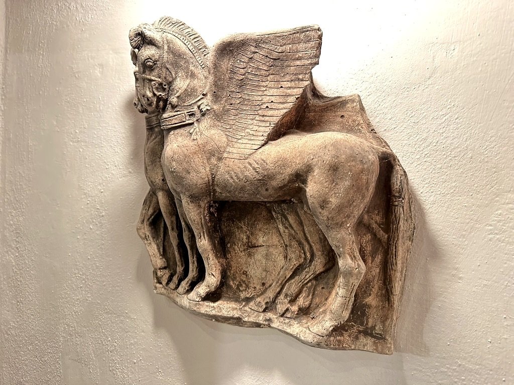 Decorative winged horse detail inside Vicolo di Sorano holiday home in Tuscany